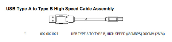 Запчасти для банкоматов NCR 009-0021027 USB тип A до типа B, высокая скорость (480MBPS) 2000MM (28/24)